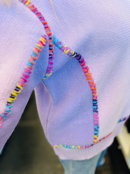 Color Block Rainbow Stitch Sweater