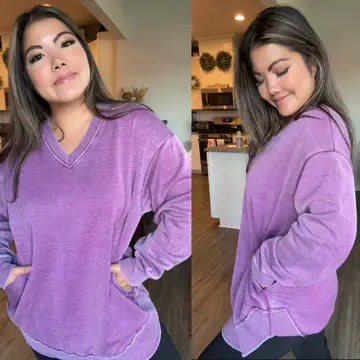 Purple V-Neck Sweater