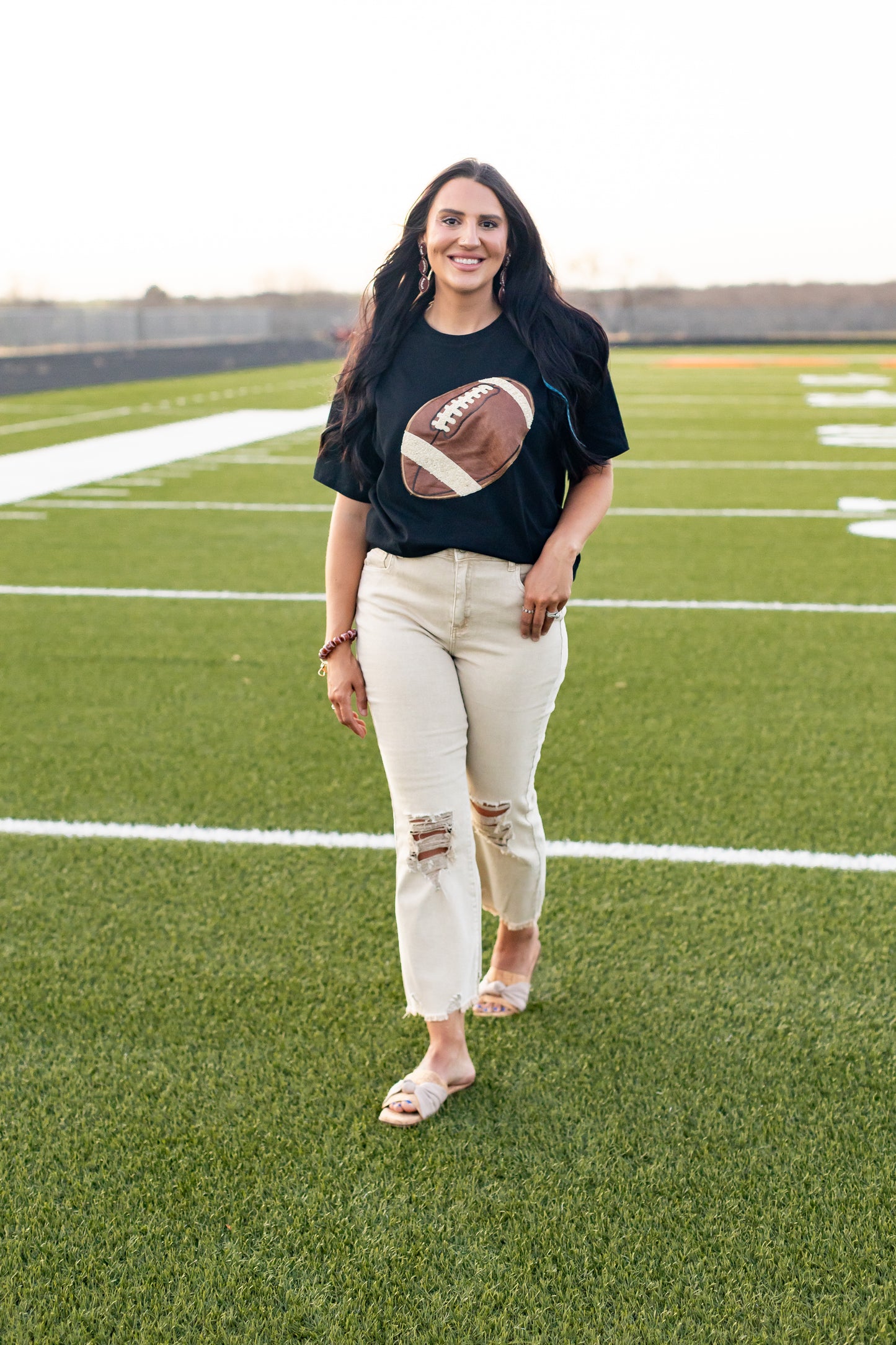 Black Football Short Sleeve Tee