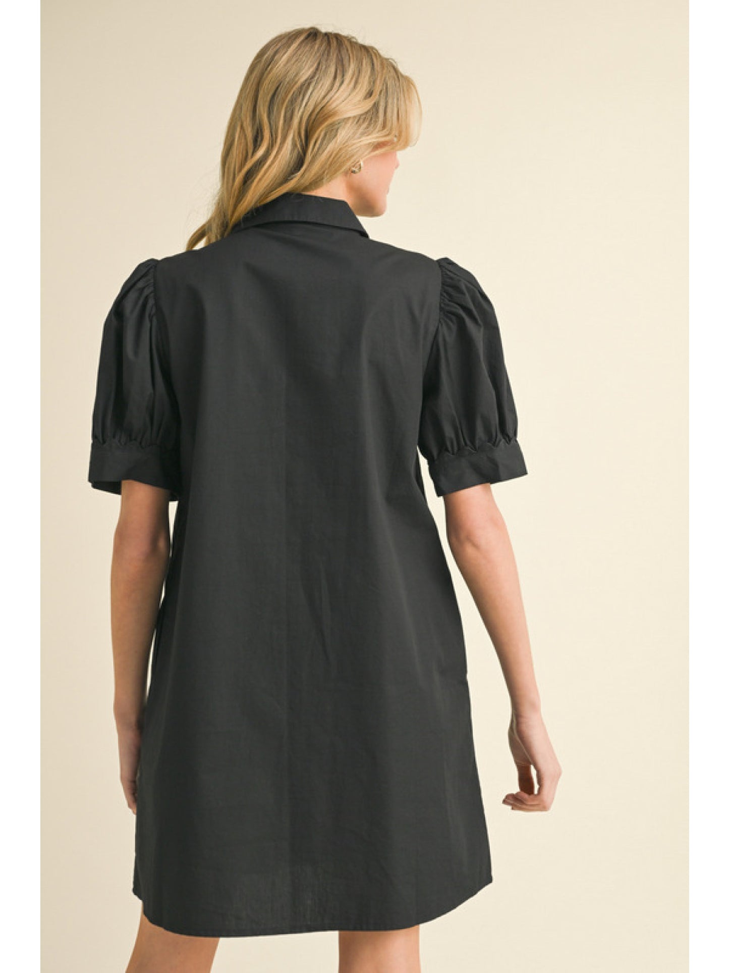 Black Solid Shirt Dress