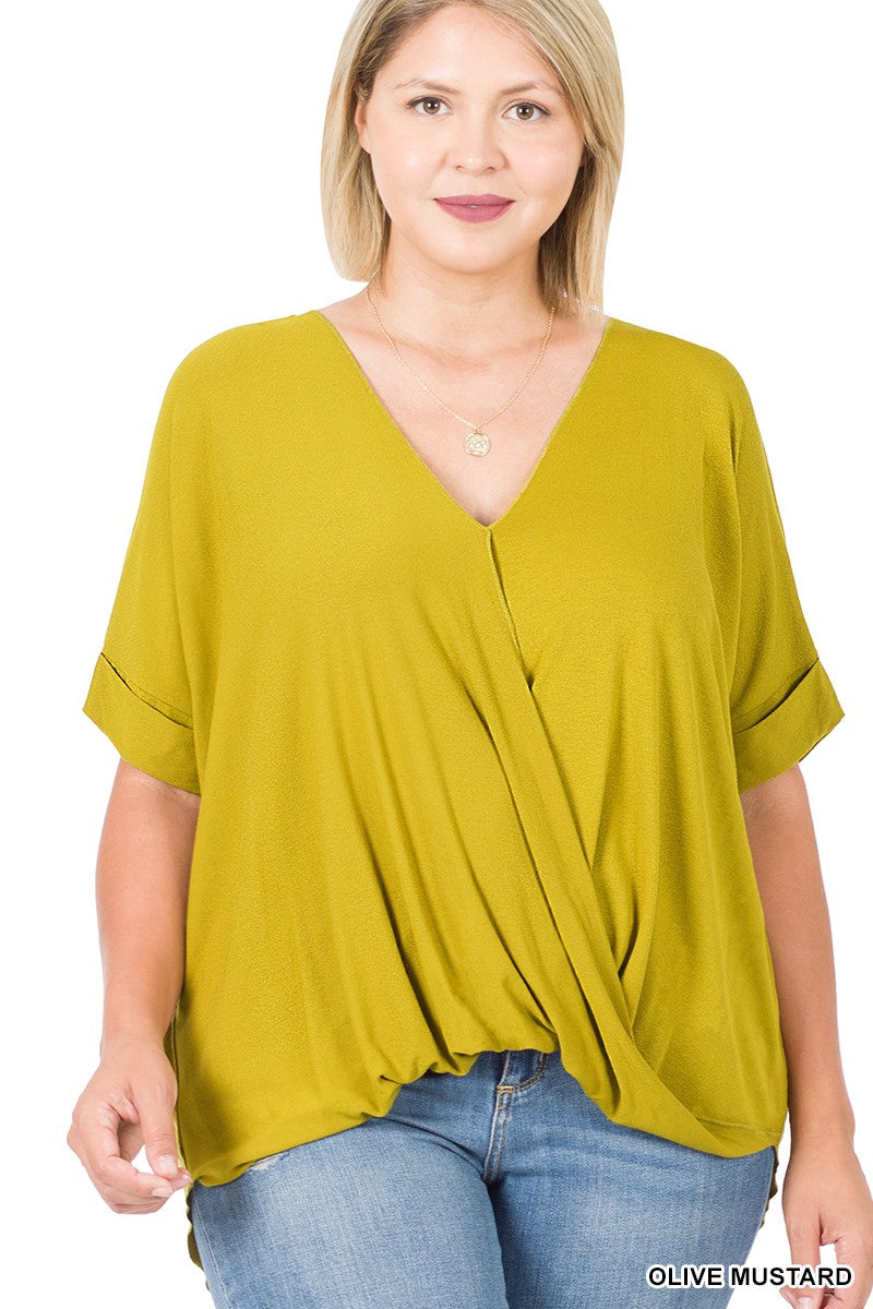 Olive Draped Front Top