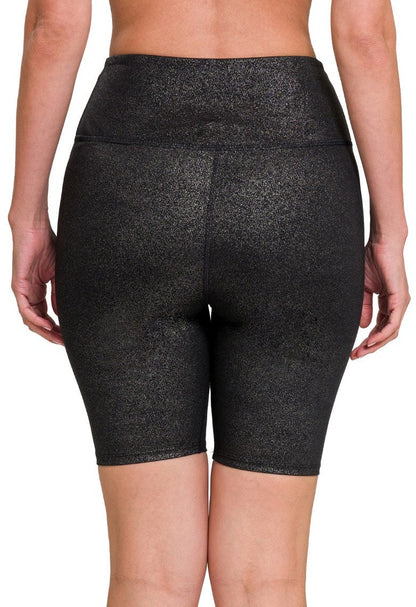 Black Glitter Biker Shorts