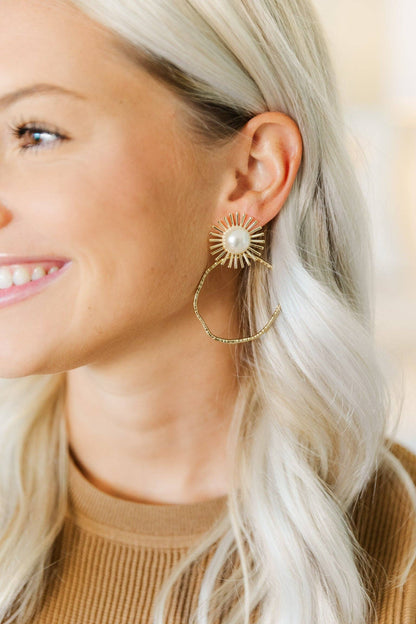 Pearl Sunburst Hoop Earrings