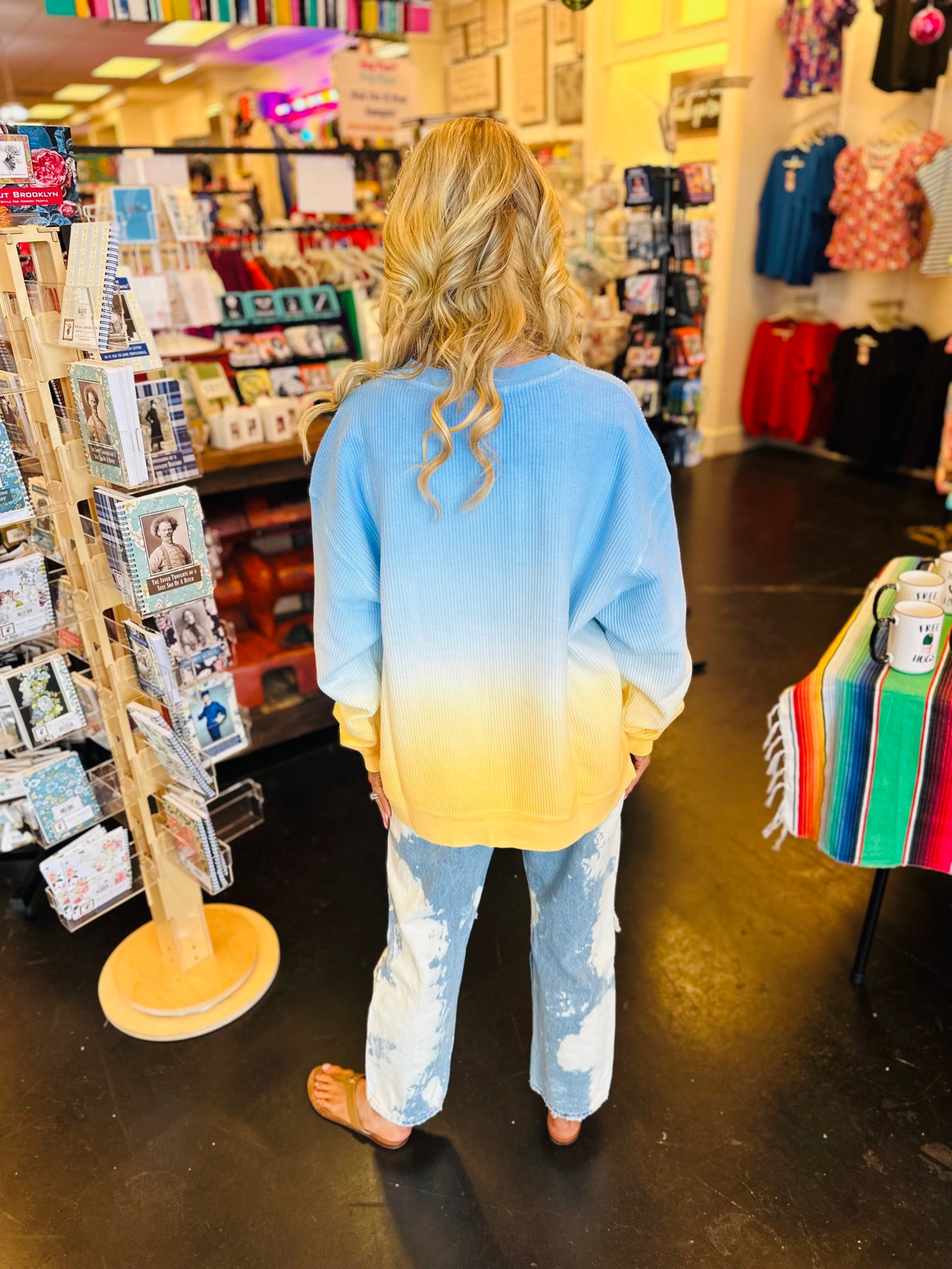 Blue/Yellow Ombre Luxe Corded Sweatshirt