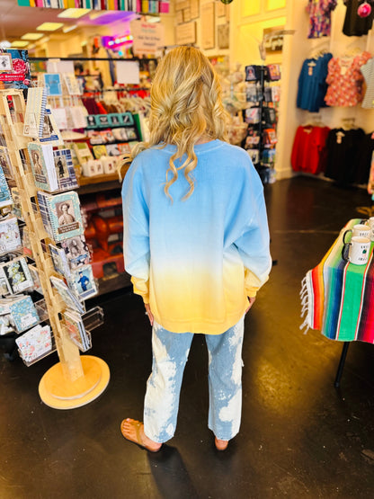 Blue/Yellow Ombre Luxe Corded Sweatshirt