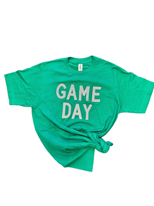 Green Blingy Game Day Tee