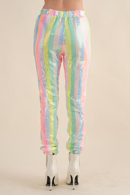 Iridescent Sequin Jogger Pants