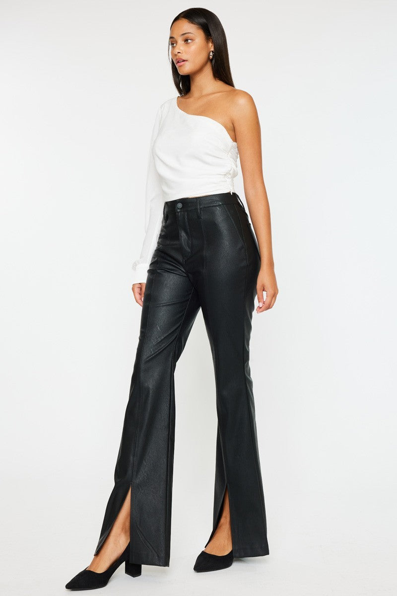 Kancan Black High Rise Leather Pants