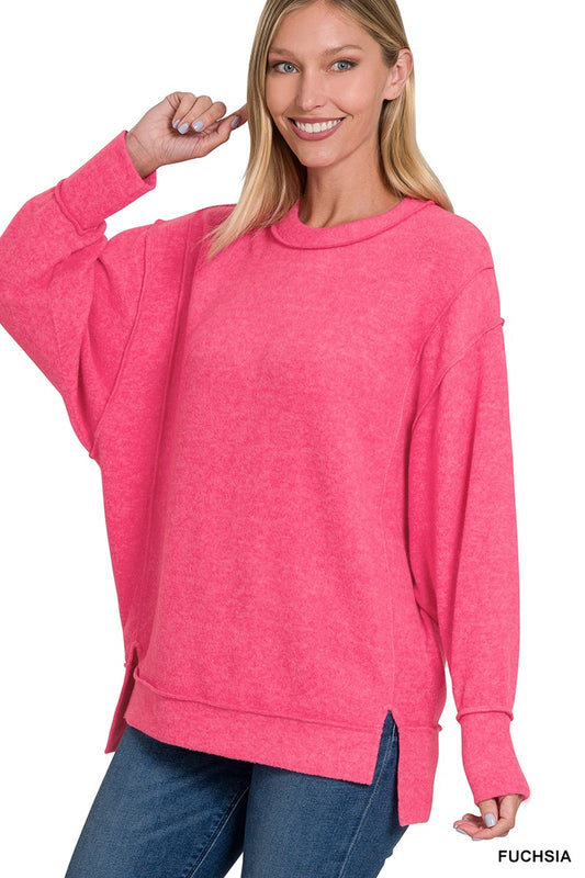 Fuchsia Hacci Oversized Sweater