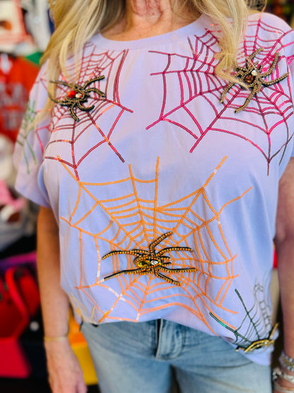 Queen Of Sparkles Lavender Spider Web Tee