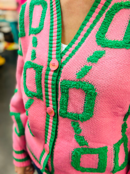 Pink & Green Cardigan