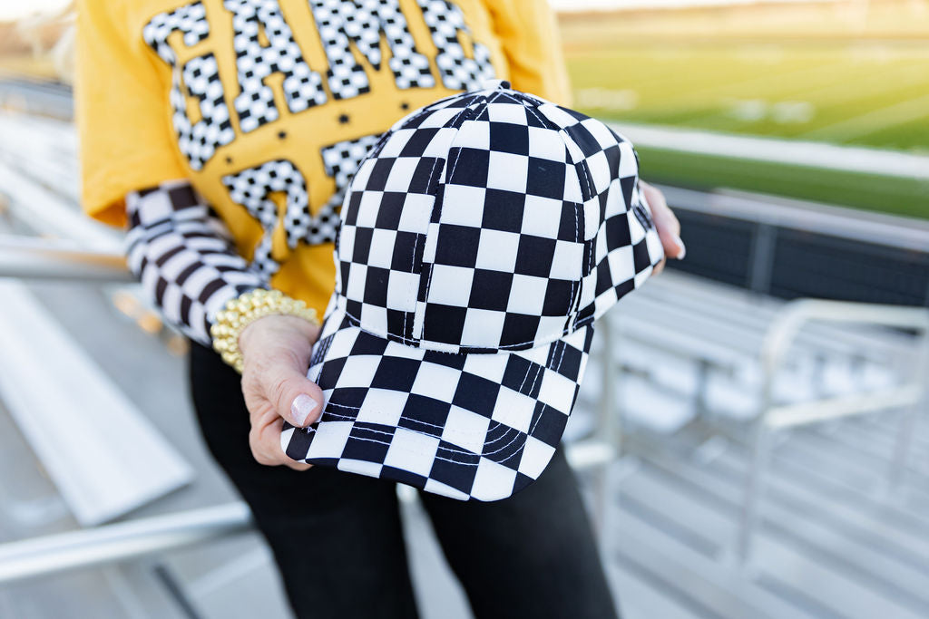 Black Checkered Trucker Hat