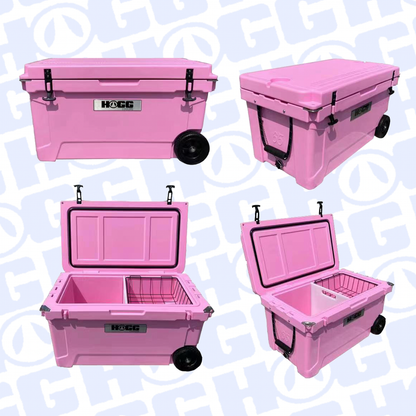 65QT Pink Wheeled Cooler