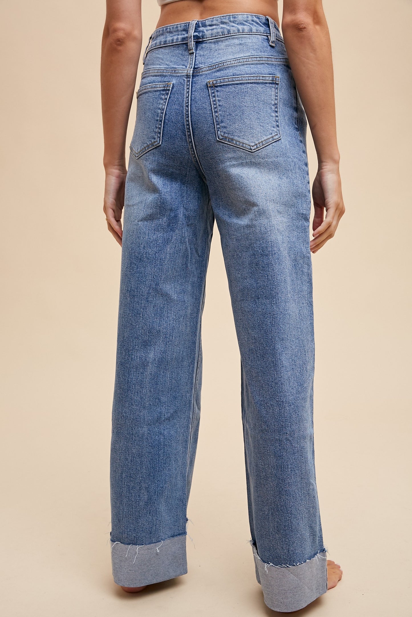 Stretch Cuffed Hem Jeans