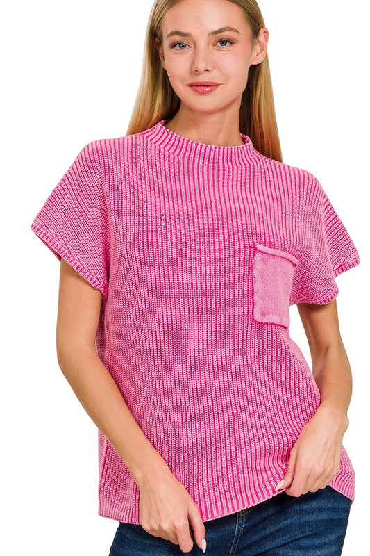 Fuchsia Mock Neck Sweater