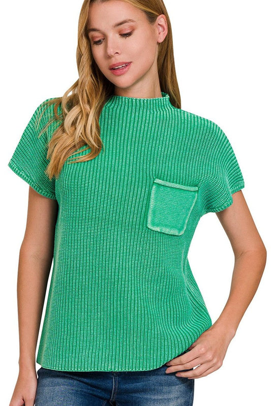 Kelly Green Mock Neck Sweater