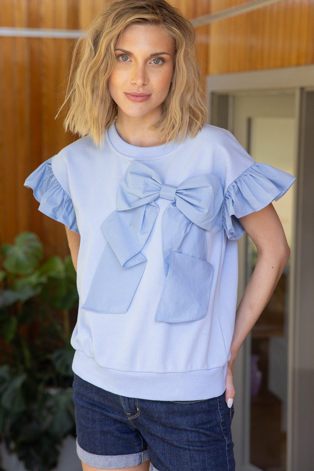 Baby Blue Ribbon Bow Top