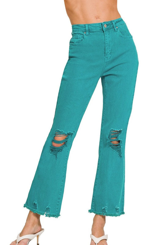 Light Teal Distressed Jeans