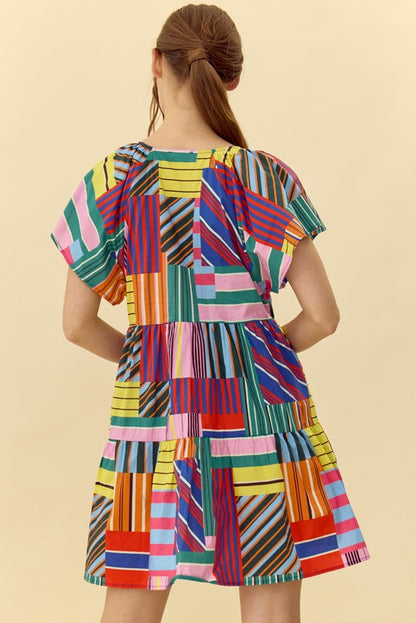 Colorful Abstract Stripe Dress