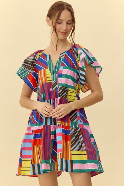 Colorful Abstract Stripe Dress