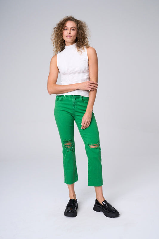 Kelly Green Cropped Jeans