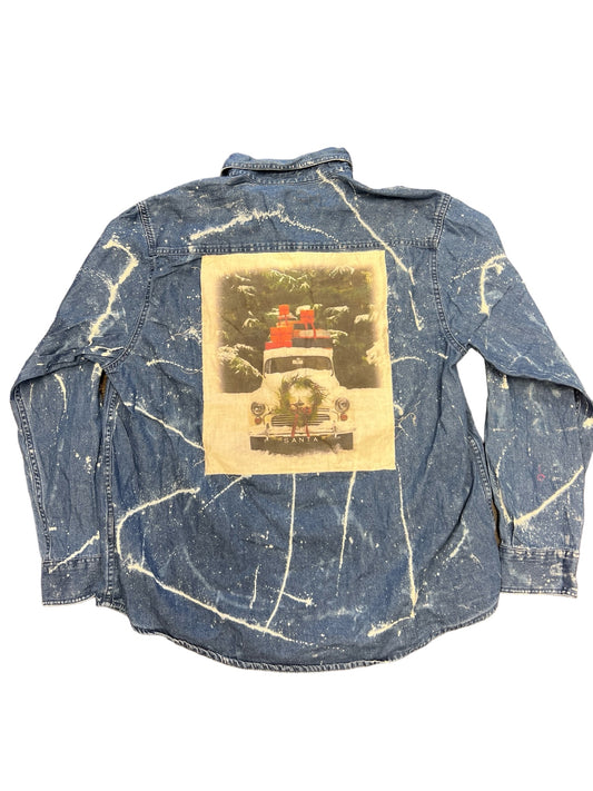 Denim Santa Button Down Top