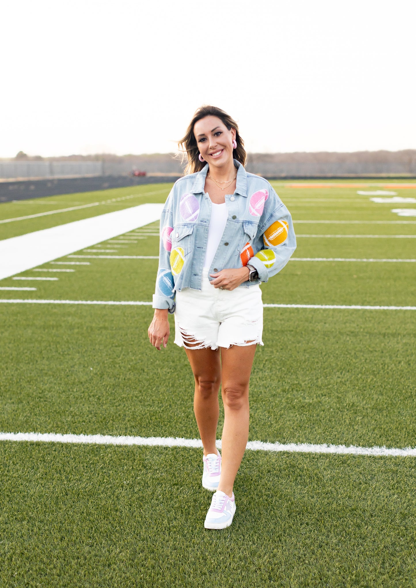 Denim Football Sequin Jacket