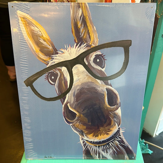 Donkey With Glasses Metal Sign