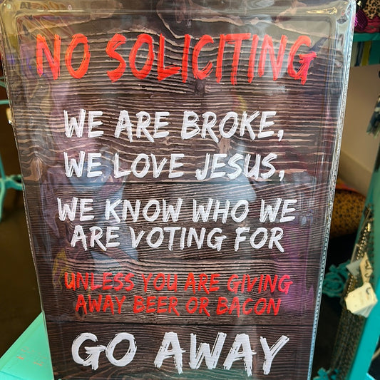 No Soliciting Metal Sign