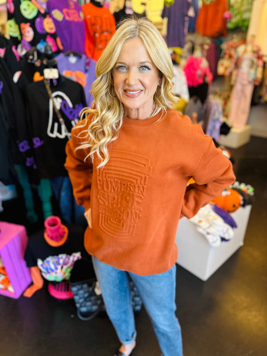 Embossed Pumpkin Spice Latte Sweater