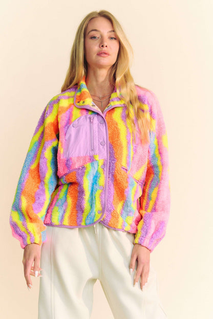 Neon Multi Fuzzy Jacket