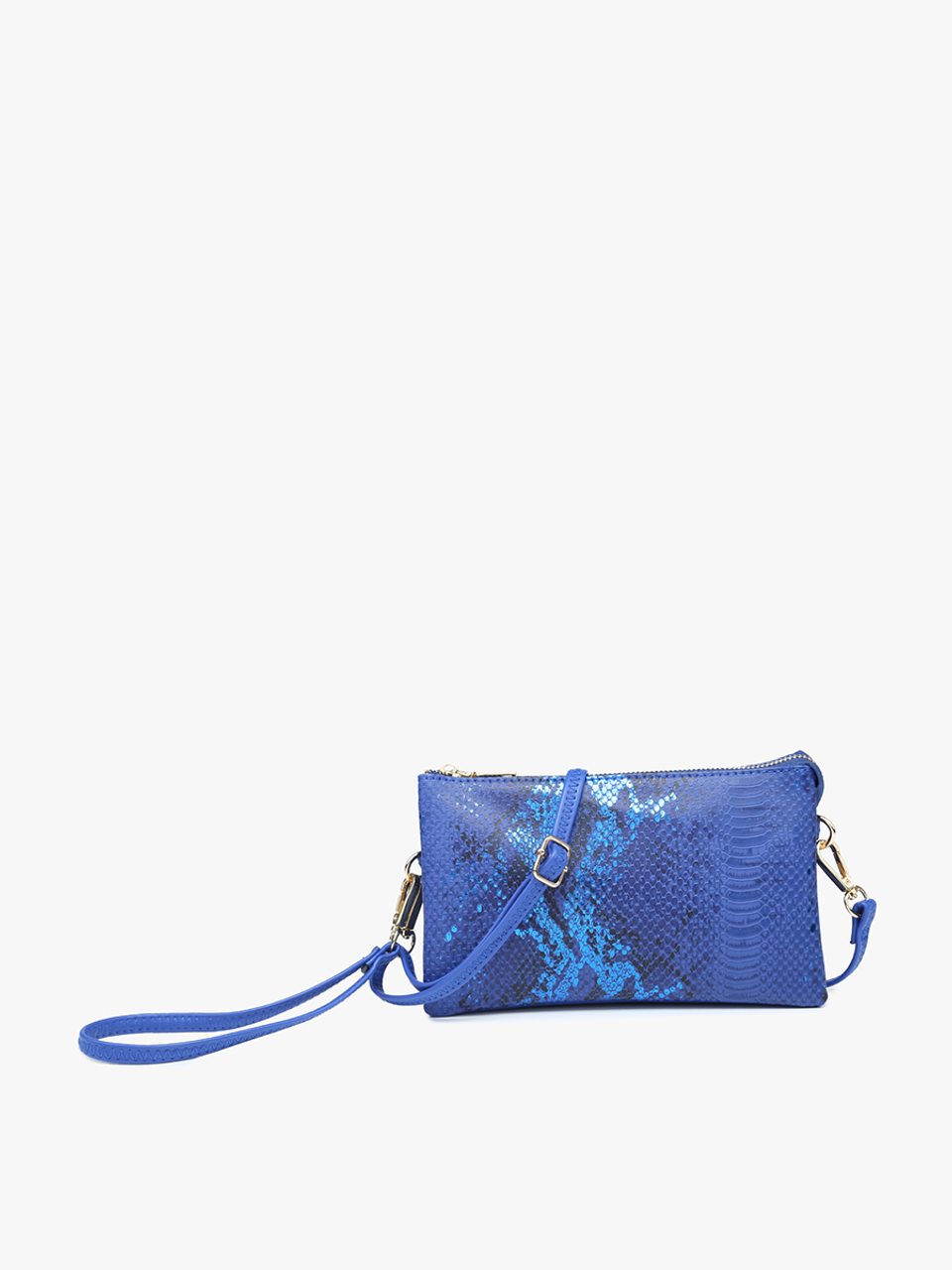 Riley Blue Snake Print Crossbody/Wristlet