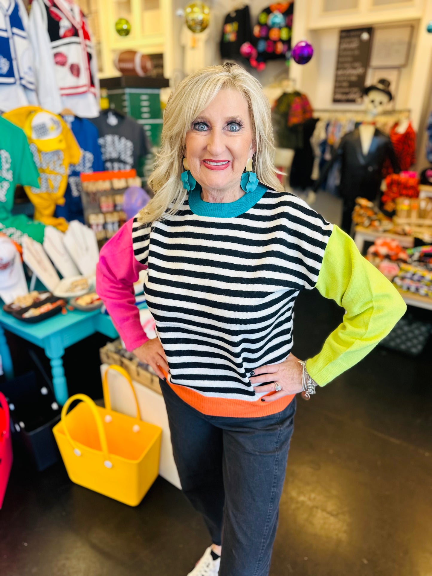 Nikki Striped Color Block Sweater