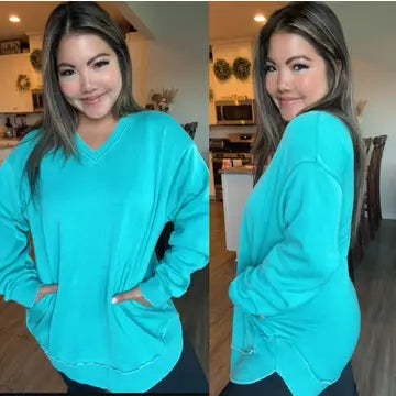 Teal V-Neck Sweater