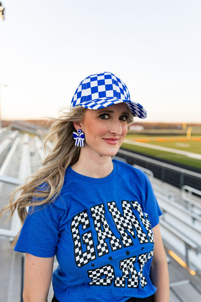 Blue Checkered Trucker Hat