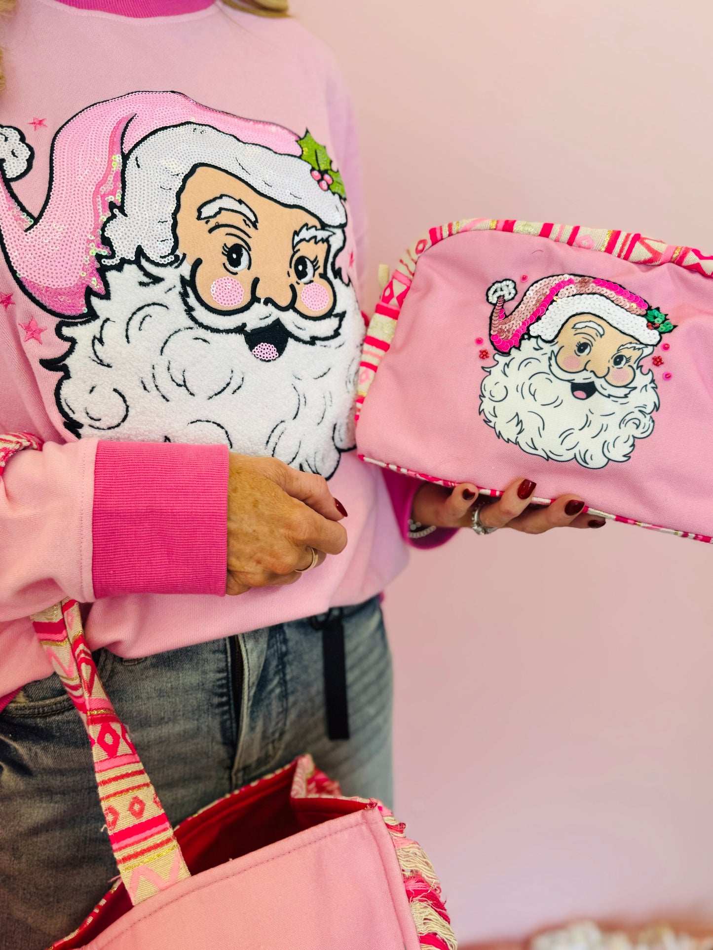 Jolly Pink Santa Sweatshirt