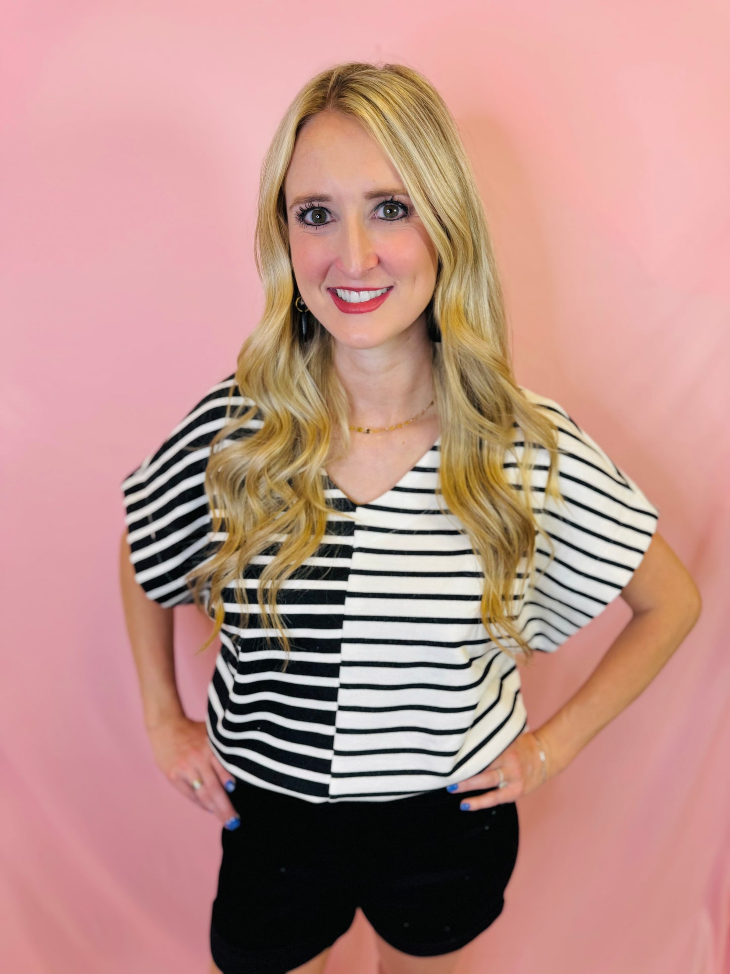 Ivory & Black Striped Top