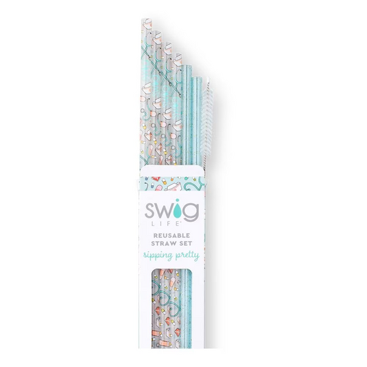 Swig Scrub Life + Aqua Reusable Straw Set