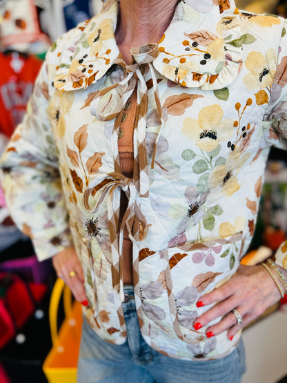 Brown Combo Floral Jacket