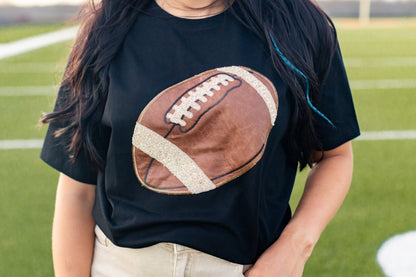 Black Football Short Sleeve Tee