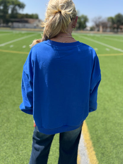 Queen Of Sparkles Royal Blue Checkered Helmet Sweatshirt