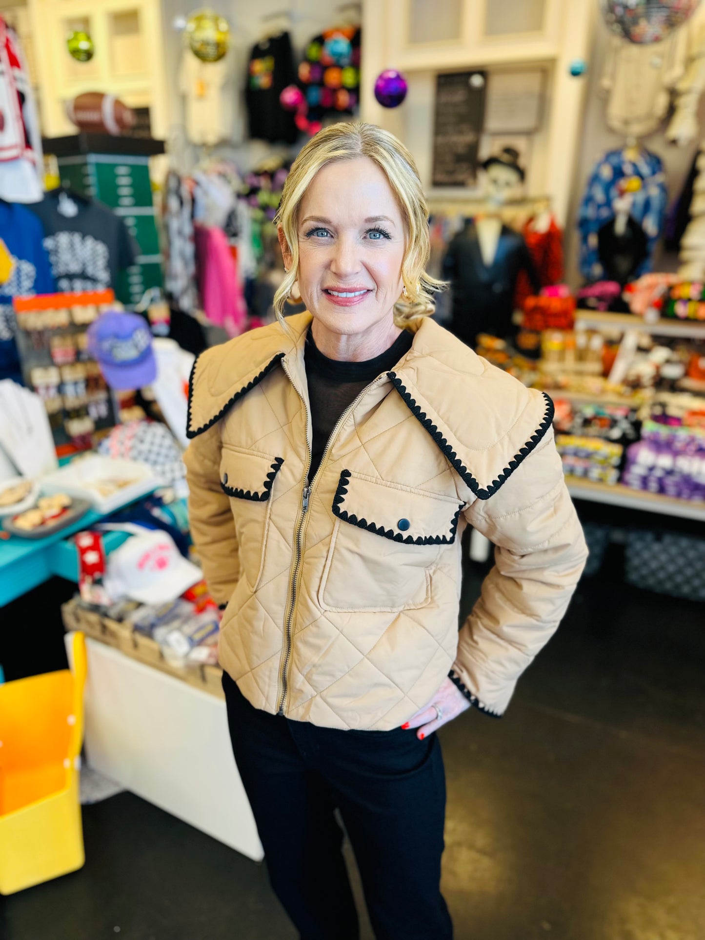 Beige Quilted Puffer Jacket