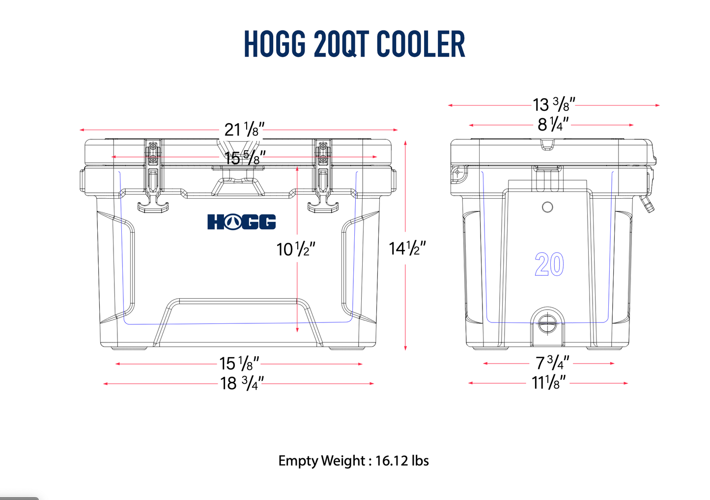 20QT Navy Blue Cooler