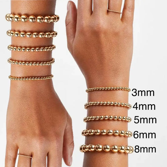 8mm Gold Filled Beaded Bracelets (Water Resistant)