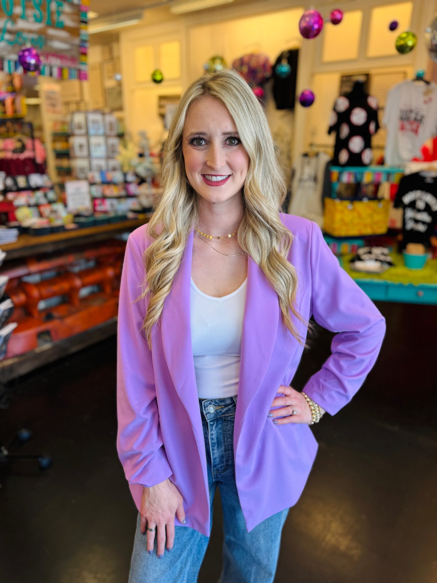 Lilac Scrunch Sleeve Blazer