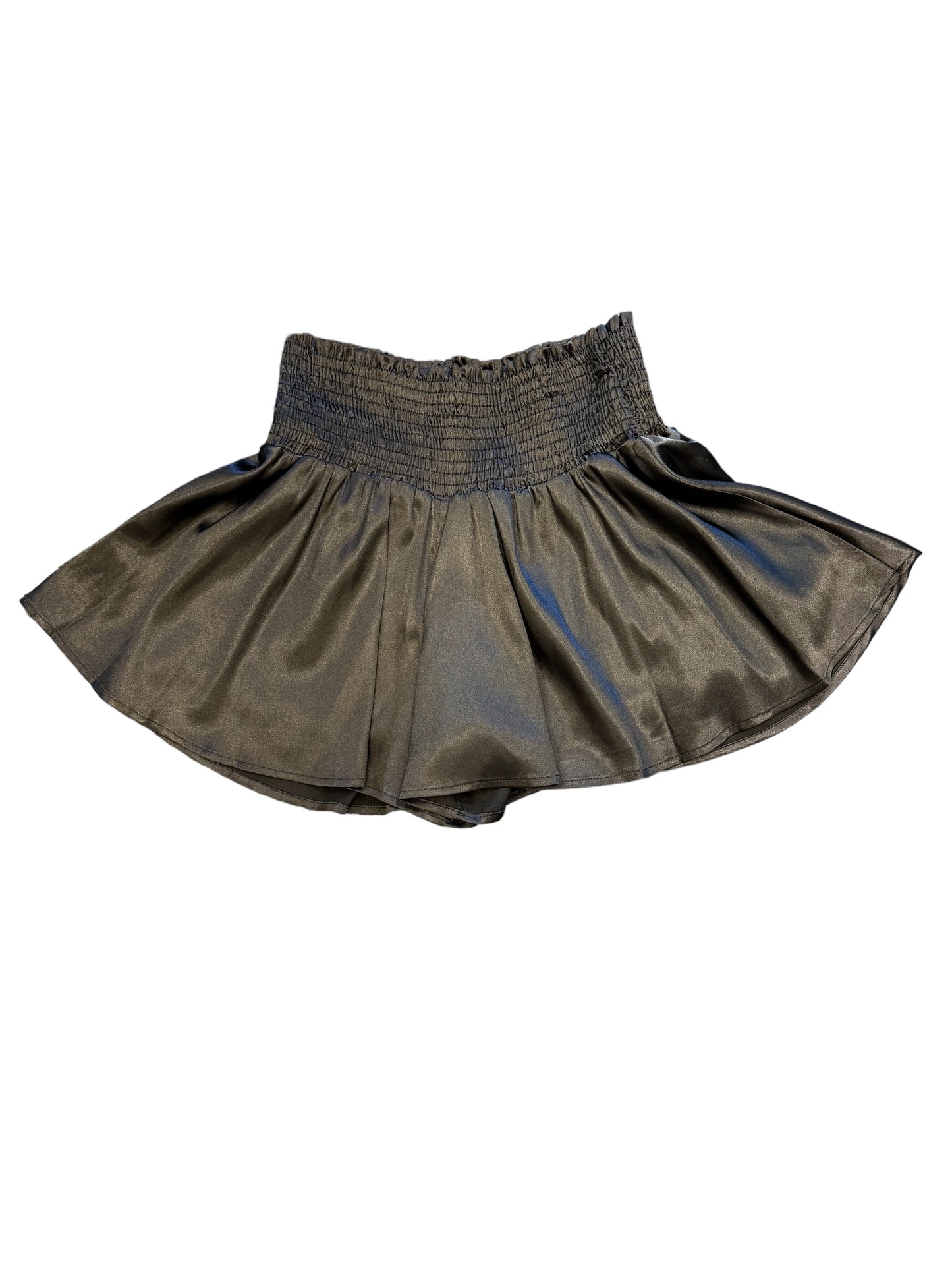 Black Smocked Wide Waist Shorts