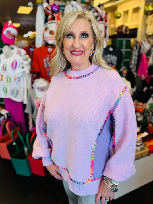 Color Block Rainbow Stitch Sweater