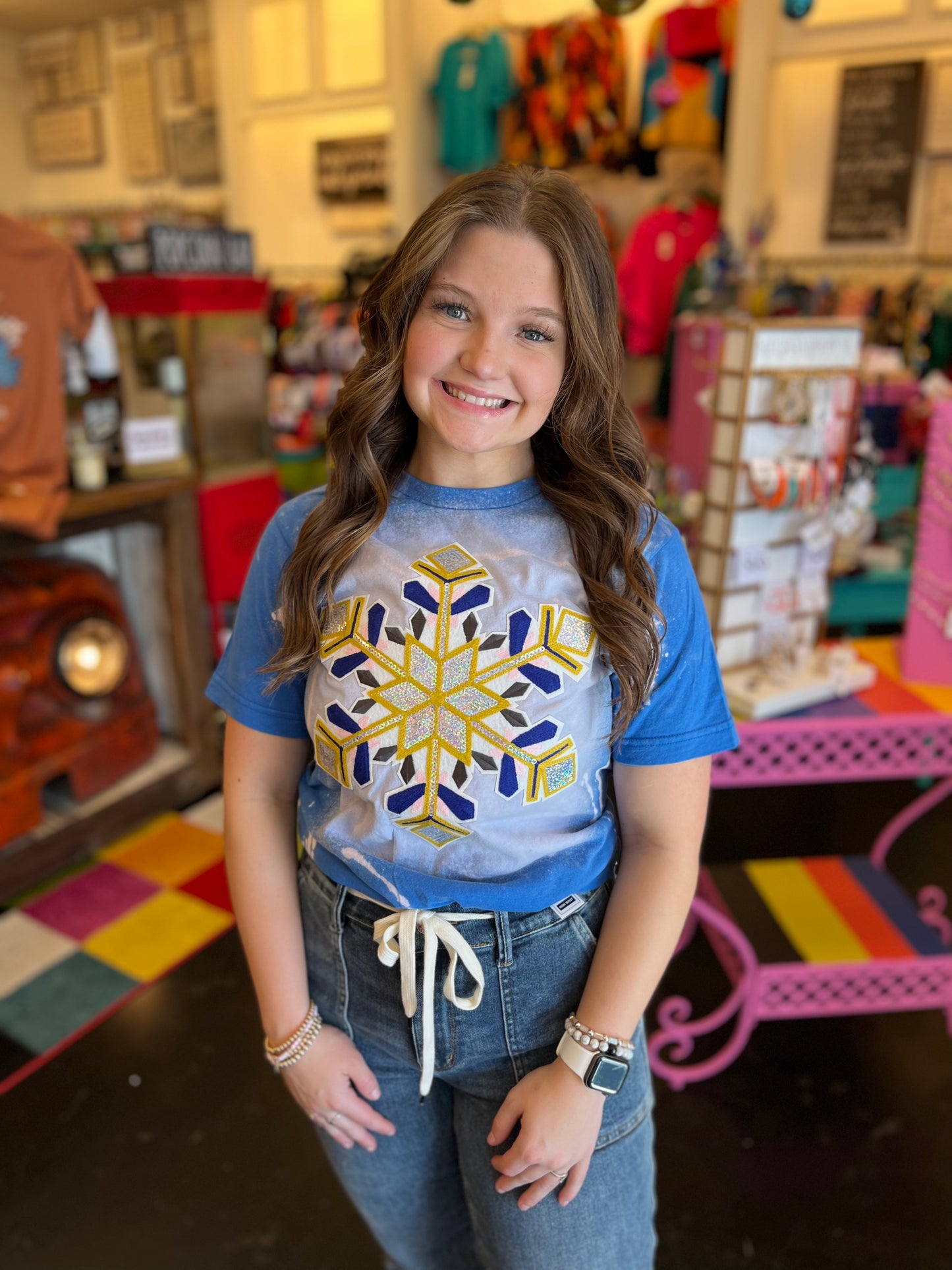 Chenille Snowflake Patch Tee