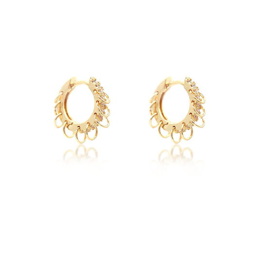 Dangle Hoop Zircon Gold Filled Earrings (Water Resistant)