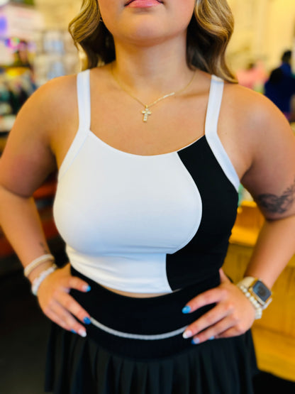 White/Black Cropped Tank Top